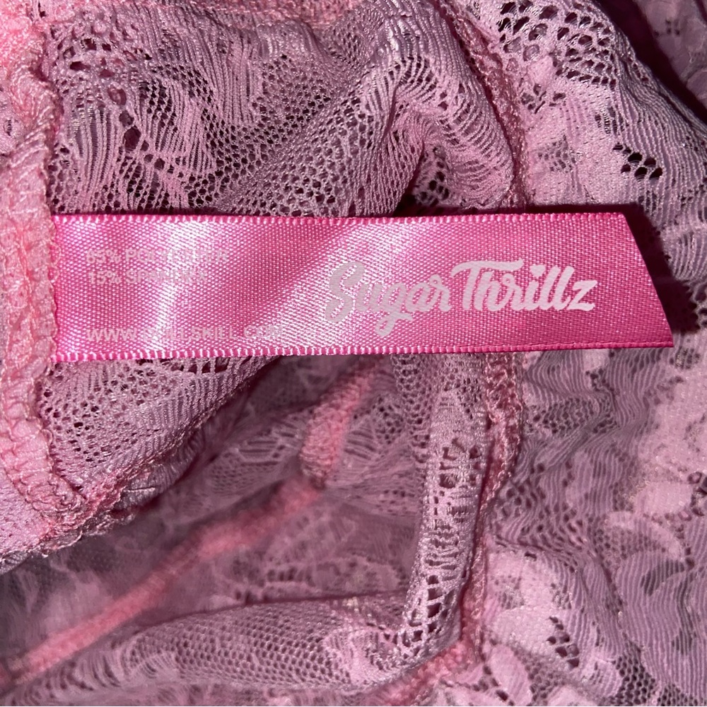 Dolls Kill Sugar Thrillz Dress Size Medium Real Divinity Pink Lace Babydoll - Picture 13 of 14